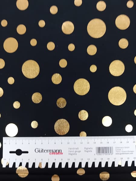20260703_132749 Patchwork - Meterware - Swafing - Gold auf schwarz - Punkte