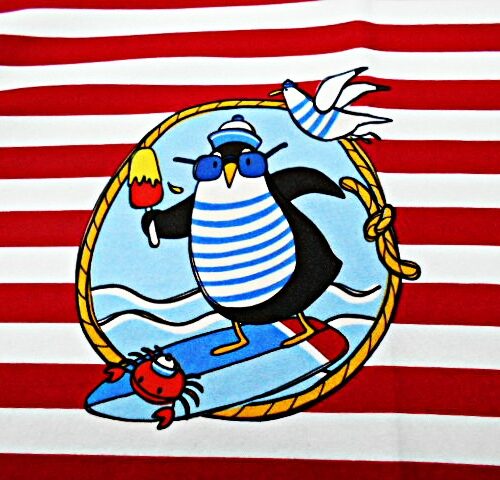Jersey - Panel - Pinguin auf Surfbrett - Steinbeck