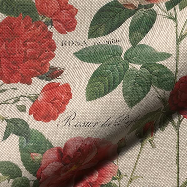 dl5025-150_02 Leinenstrukturstoff - Panama - Meterware - Rosen